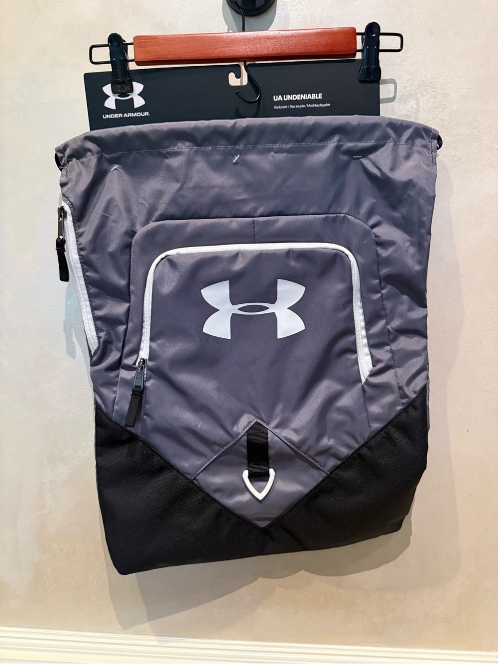 Under Armour Gray and Black Logo Savkpacl with White Trim
